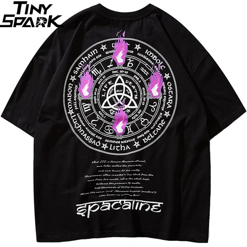 2019 Мужская футболка Харадзюку огненное пламя 12 созвездия зодиака в стиле хип хоп