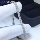 Браслет для тенниса Luomansi из натурального муассанита 3 мм, ювелирное изделие из серебра пробы с алмазным испытанием, подарок на свадьбу, вечеринку, день рождения, 16 + 5 см