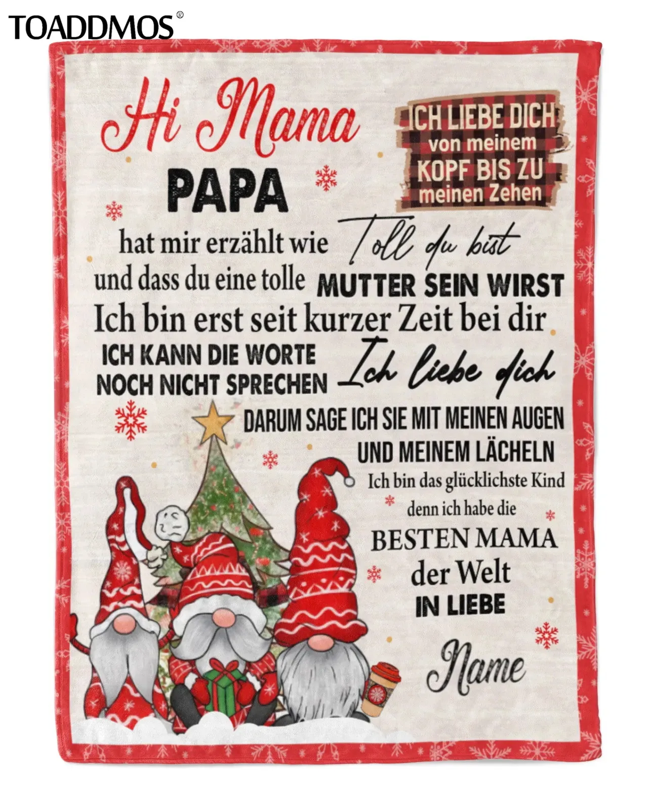 

TOADDMOS Loving Letter Thin Fleece Blanket for Mama Santa Claus Loving Christmas Gift for Mom Sofa Throw Blanket Home Bedding
