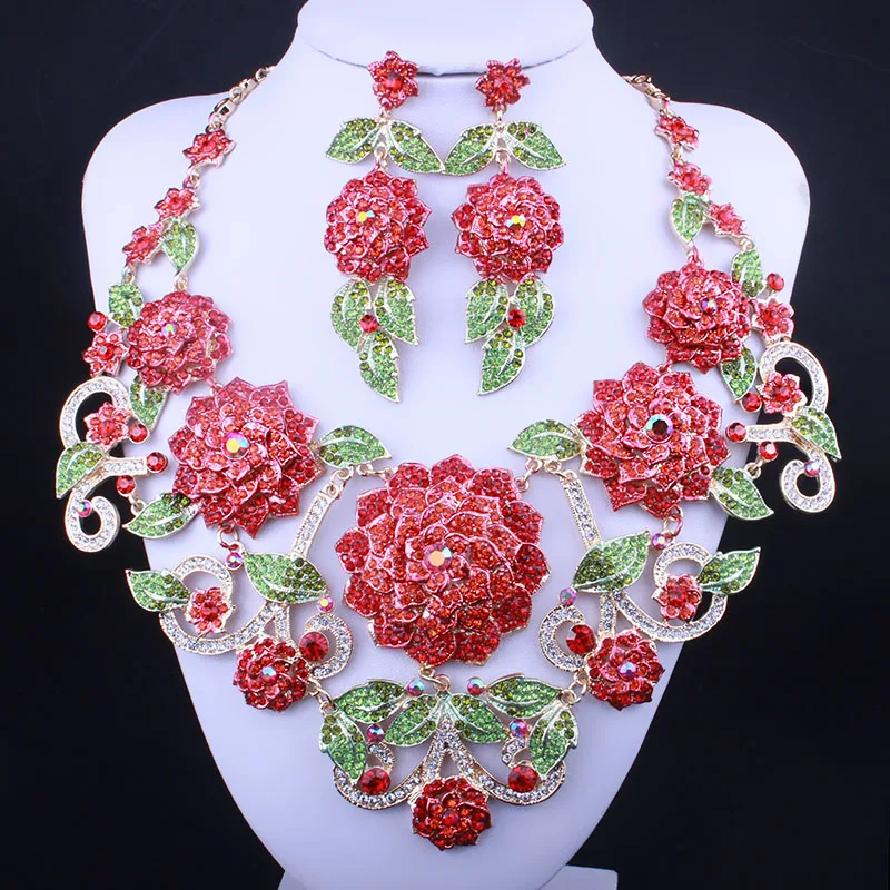 Ожерелье и серьги с 3D цветами ручная роспись|necklace earring set|earrings setfashion earrings set |