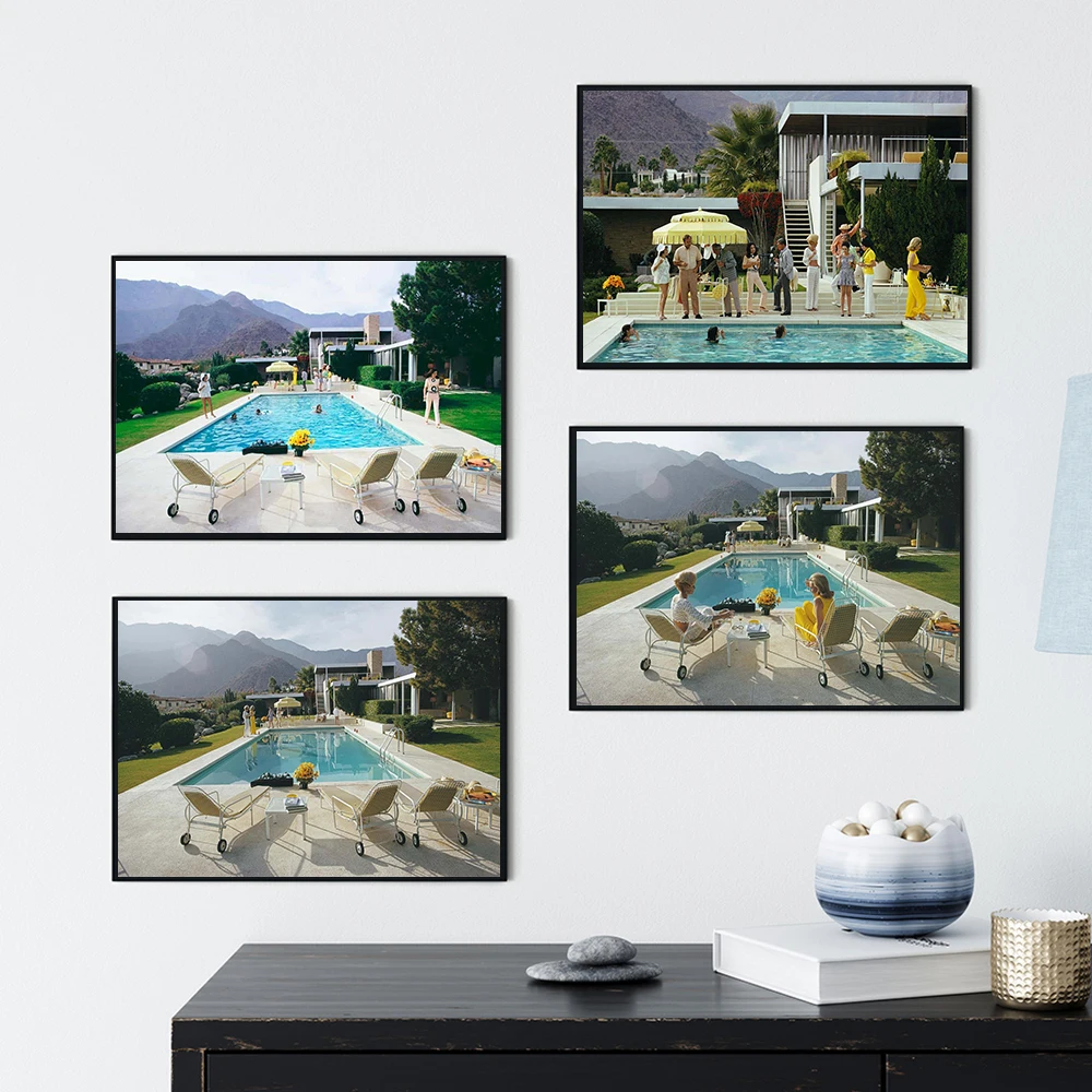 Постер Vintage Desert House Party Poolside Glamour для декорирования стен в гостиной дома.