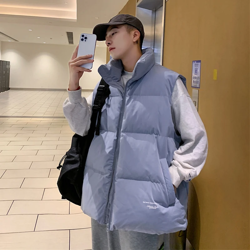 2021 men's Vest Jacket men's new autumn warm sleeveless solid color trend jacket men's winter casual vest 3XL vest