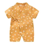 Комбинезон детский, хлопковый, с муслиновыми шортами, с рукавами, От 0 до 2 лет