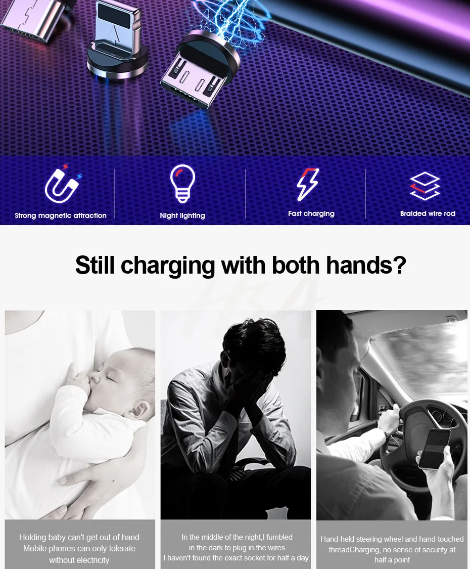 Магнитный usb-кабель H& A для быстрой зарядки, кабель USB типа C, Магнитный зарядный кабель Micro usb для зарядки и передачи данных, кабель USB для мобильного телефона