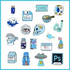 Синяя эмалированная брошь в виде животного, кошки, рыбьего домика, Значки из сплава, билет для желаний в бутылке, кино, чашка со смайликом, песочные часы, булавка для молока, ювелирные изделия