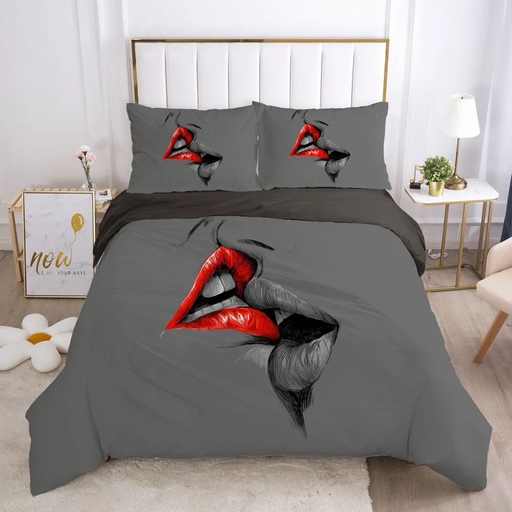 

3D Mouth Custom Design Duvet Cover Set Bedding Sets Quilt Covers Pillow Cases Full Double Single King Size White Bedding Sets