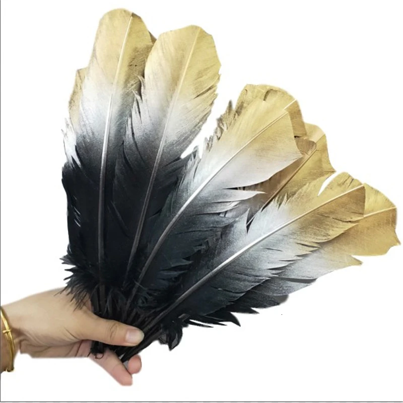 

100pcs/lot Beautiful Gold Turkey Feathers 25-30CM 10-12inch Wedding Christmas for Accessories Craft DIY Plumas De Faisan