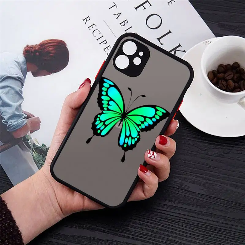 

cute sexy butterfly pink blue Phone Cases matte transparent For iphone 7 8 11 12 plus mini x xs xr pro max cover
