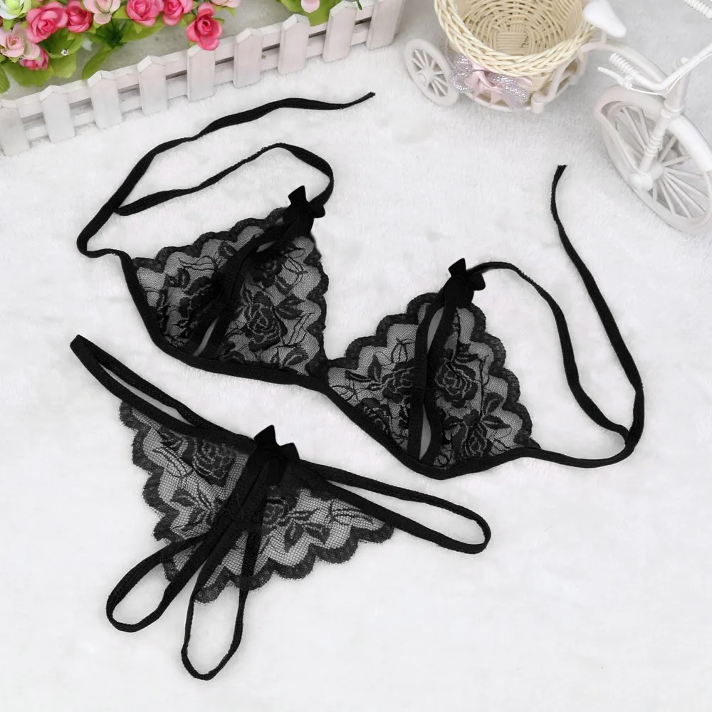 

2PC Women Sexy Lingerie Thong Temptation Transparent Lace Bra Briefs Set Sexy Underwear Erotic Porno Lenceria Ladies Babydolls