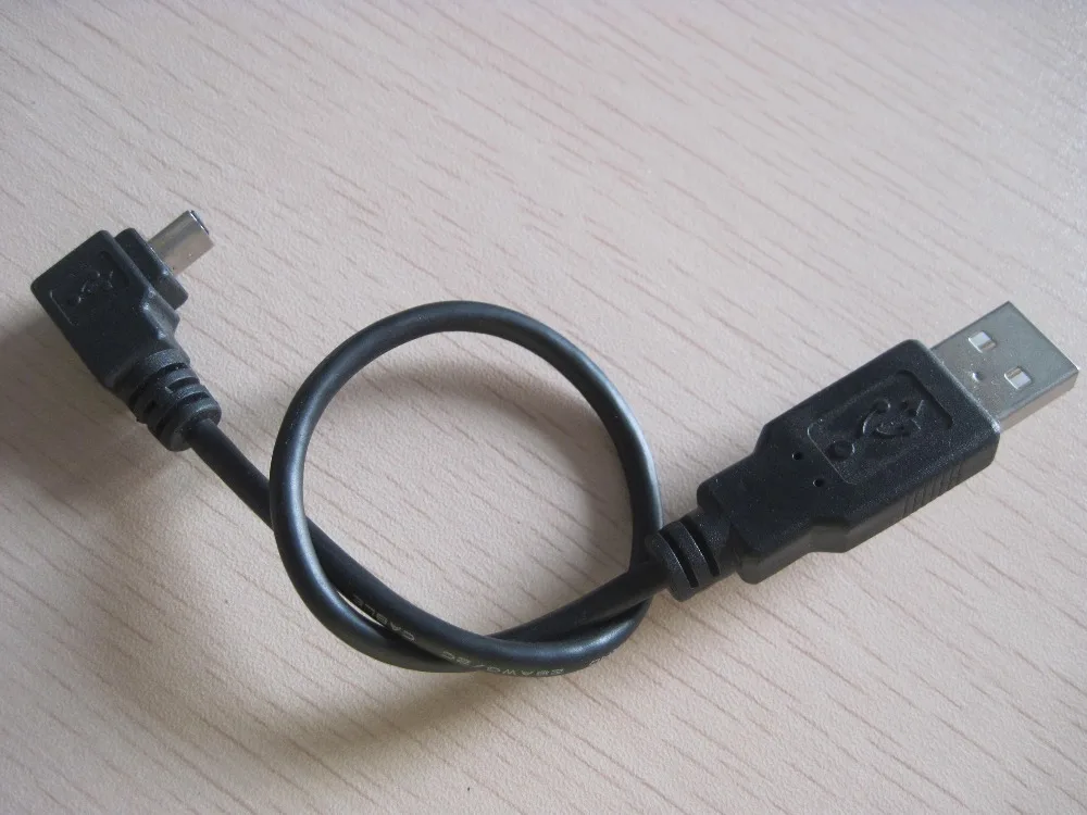 90 градусов вниз угол мини B папа к USB A Мужской кабель для передачи данных Шнур 25 см|