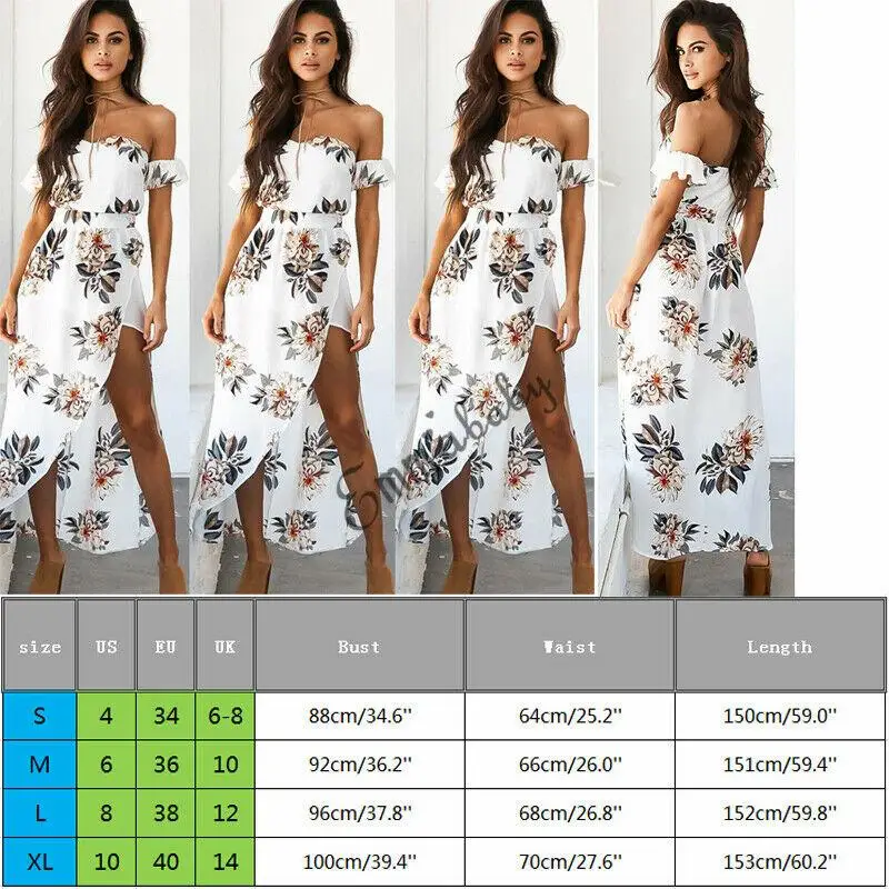 

2020 Off -The -Shoulder Boho Summer Dress Women Summer Off Shoulder Ruffle Dress Floral Print Maxi Beach Dress Sundress