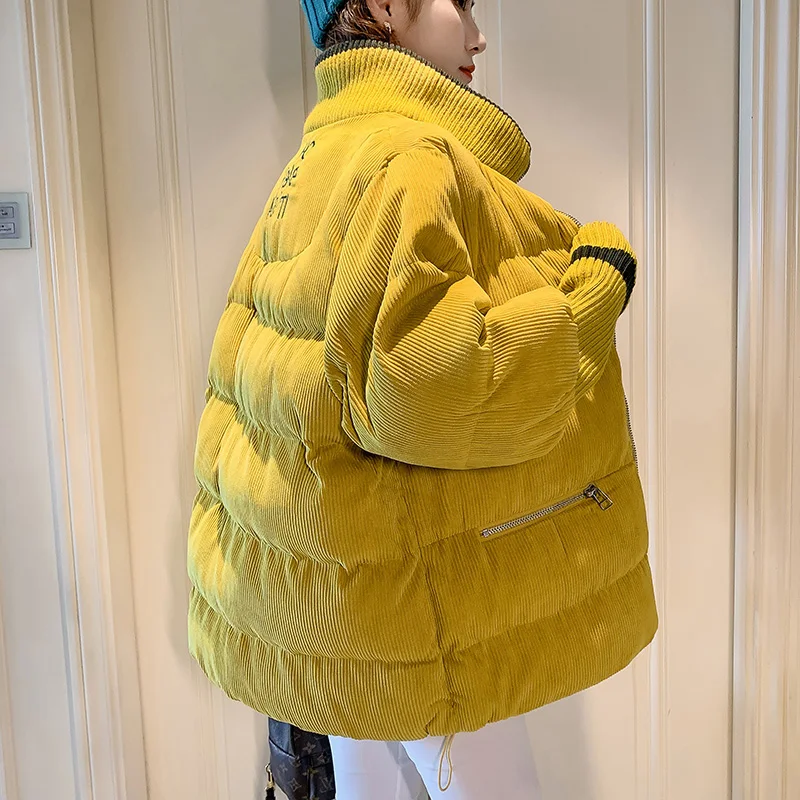 Female Turn Collar Solid Outwear Women's Thickening Jackets Overcoat Patchwork Long-sleeve Warm Parkas Winter Jacket Snow Coat