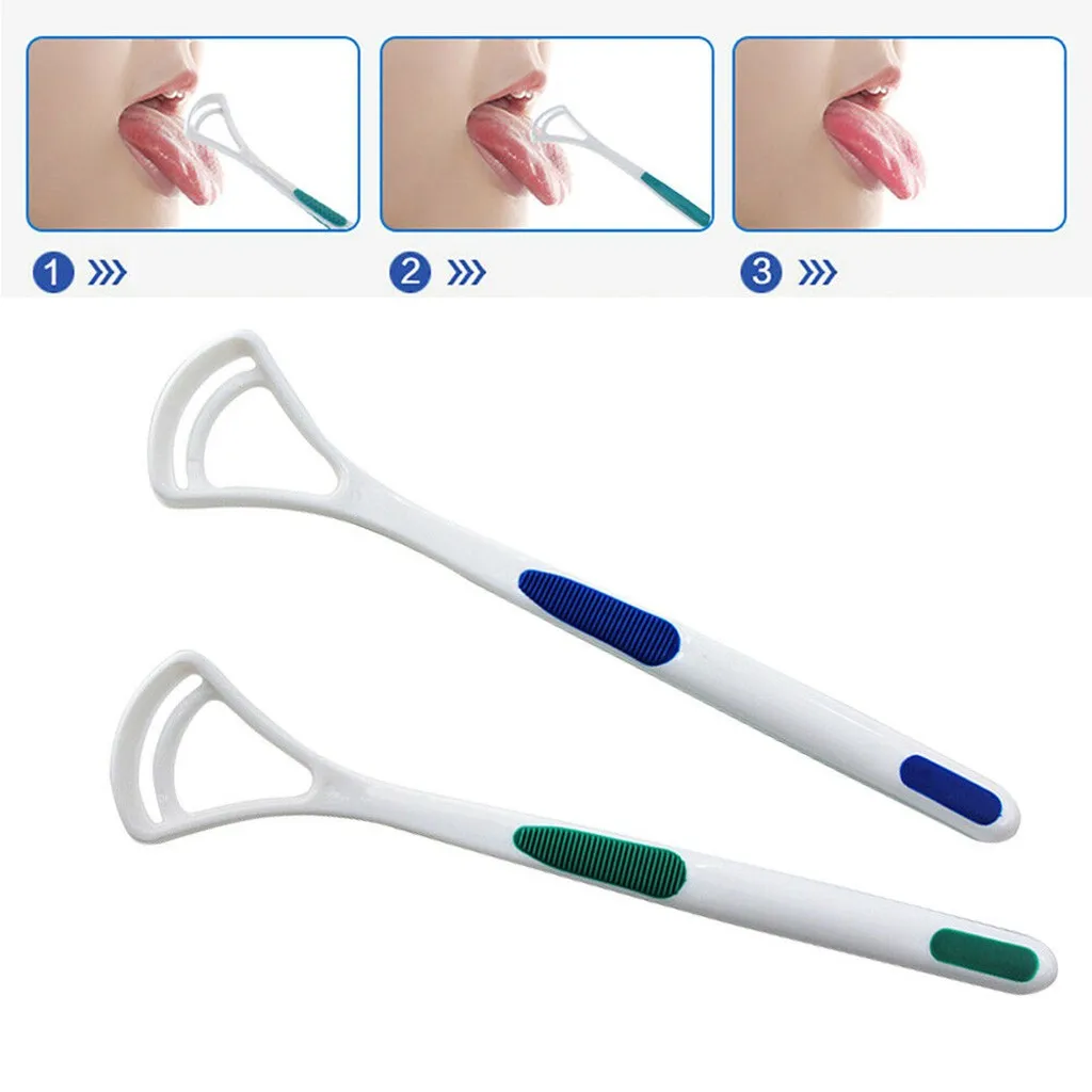 

2PCs Tongue Brush Tongue Cleaning Scraper Food Grade Single Tongue Scraper Oral Care Scraper To Keep Fresh Breath Tongue Brush