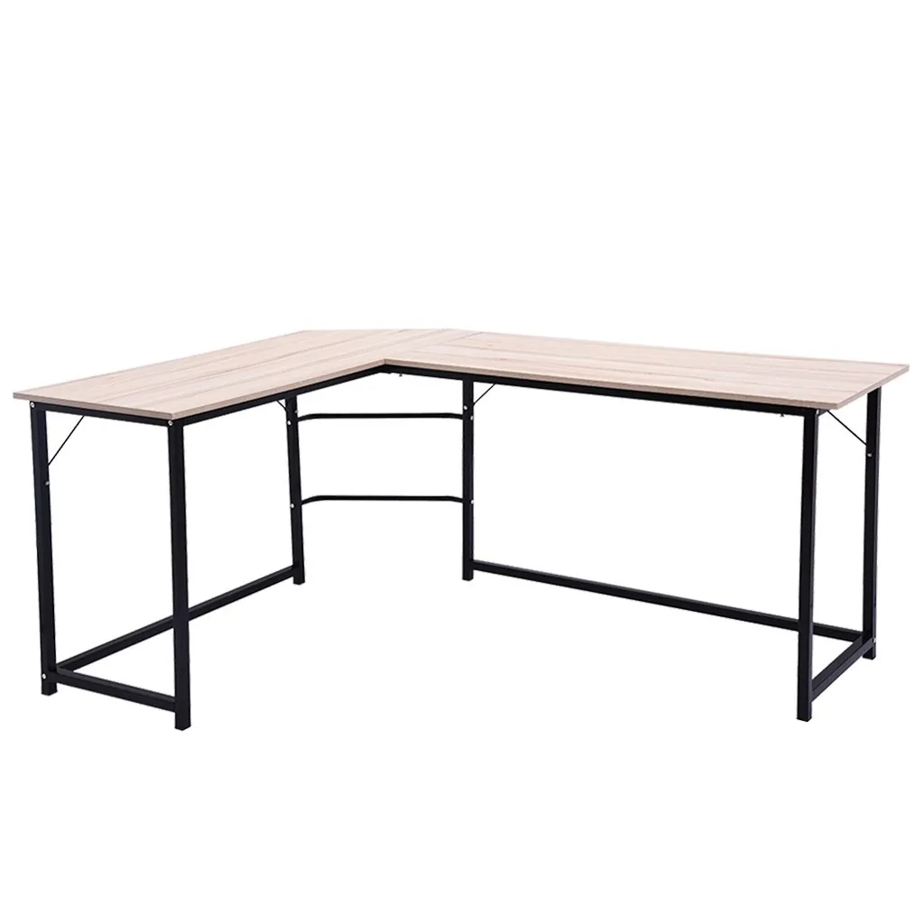 Офисный настольный компьютерный стол из стали и дерева прочный угловой офисный