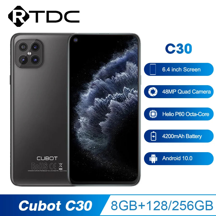Чехол для Cubot C30 6 4 ''FHD + 48MP Quad AI Камера 8 Гб 128/256 ГБ смартфон Helio P60 NFC 4200 мАч Android 10