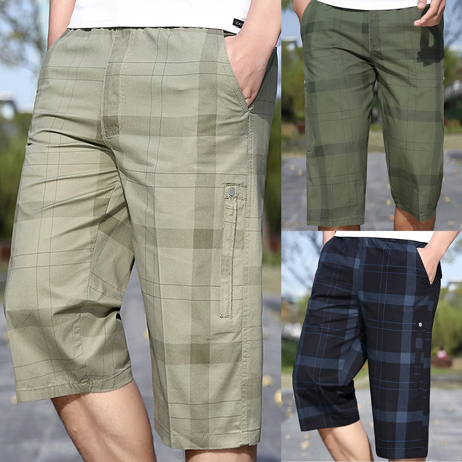 

57# Mens Summer Casual Fitness Bodybuilding Printed Pocket Sports Shorts Pants Fashion Lightweight Elastic Waist Pants