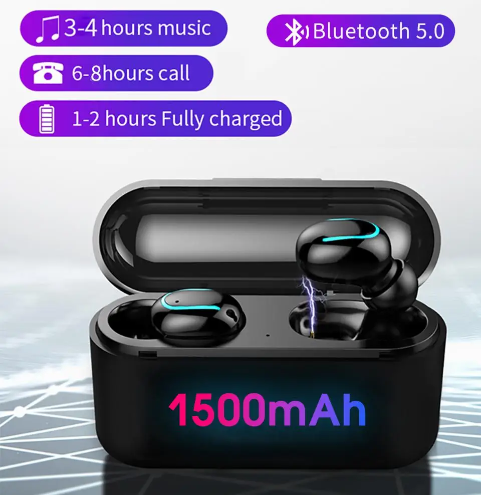 Беспроводной Bluetooth наушники TWS Q32 мини гарнитура для мобильного телефона вкладыши с зарядной чехол стерео спортивные игры с микрофоном