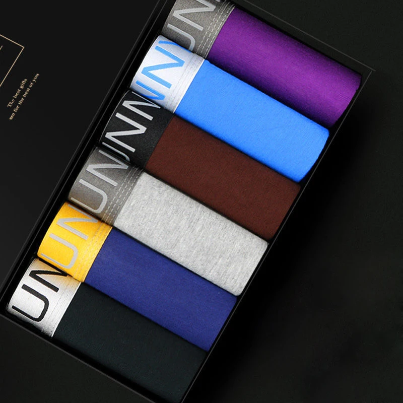 Трусы боксеры мужские 6 шт. хлопковое нижнее белье однотонные дышащие шорты с