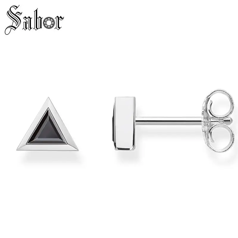 Женские серьги гвоздики серебристого цвета с треугольником|Серьги-гвоздики| |