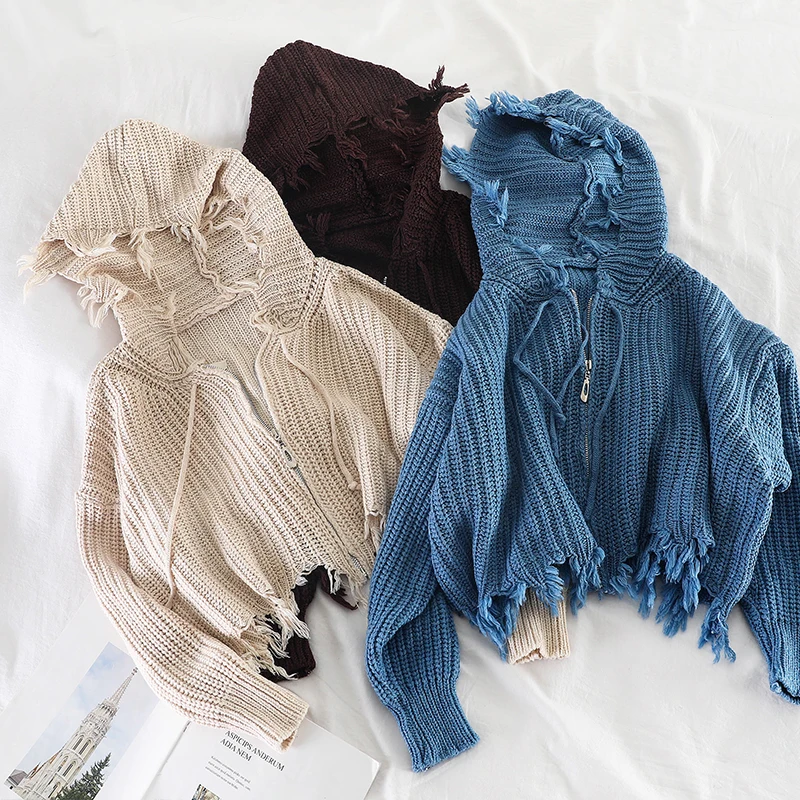 Mooirue осенний необычный свитер с капюшоном Женский длинный рукав на молнии