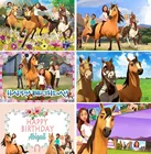 Фон для фотосъемки с изображением спиртовой лошади для детей на 1-й День рождения детский душ мультяшный фон для фотосъемки розовый виниловый реквизит для фотобудки