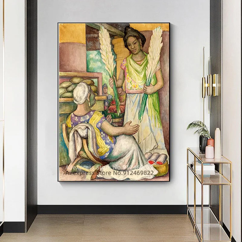 Диего Ривера цветочный продавец в Tehuantepec абстрактный экспрессионизм холст масло