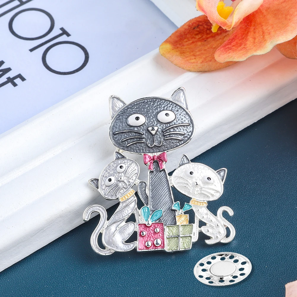 MeiceM красочная эмалированная Милая кошка Магнитная Пряжка Брошь шерстяная одежда