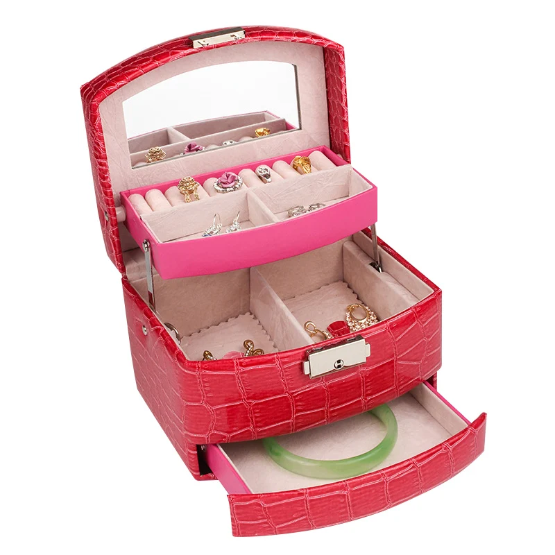 

Jewelry Storage Box 3 Layers Necklace PU Leather Multifunctional Storage Container SDF-SHIP