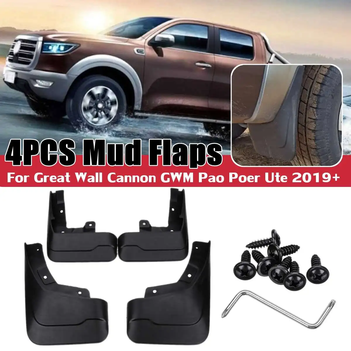

Mudguards for Great Wall Cannon GWM Pao Poer Ute 4x4 2019-2022 Car Mud Flaps Fender Mudguards Mudflaps Splash Guards Accessories