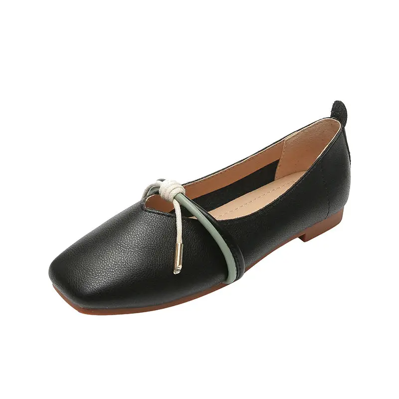 

Faux Leather Women Loafers Shoes Spring Autumn Slip On Shoes For Women Girls Flats Shoes Size 41 42 43 Sqaure Toe Soft Loafers