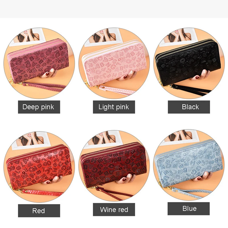 

Long Women's Wallet Female Purses Letter Coin Purse Card Holder Wallets Female pu Leather Clutch Money Bags ID Holder Clutchs