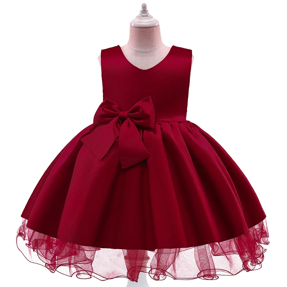 

Child Girl Dress Princess Dress Baby Hundredth Birthday Dress Girl Dresslace Fold Bow Summer Fashion Long Skirt For Girls 2021