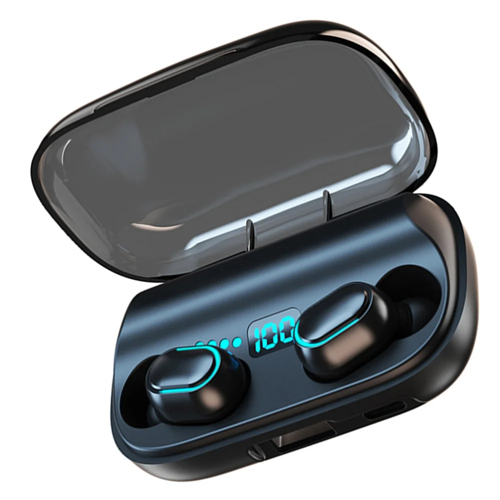 

1 Set of Wireless Earbuds Portable Earphones Digital Display with Charging Case