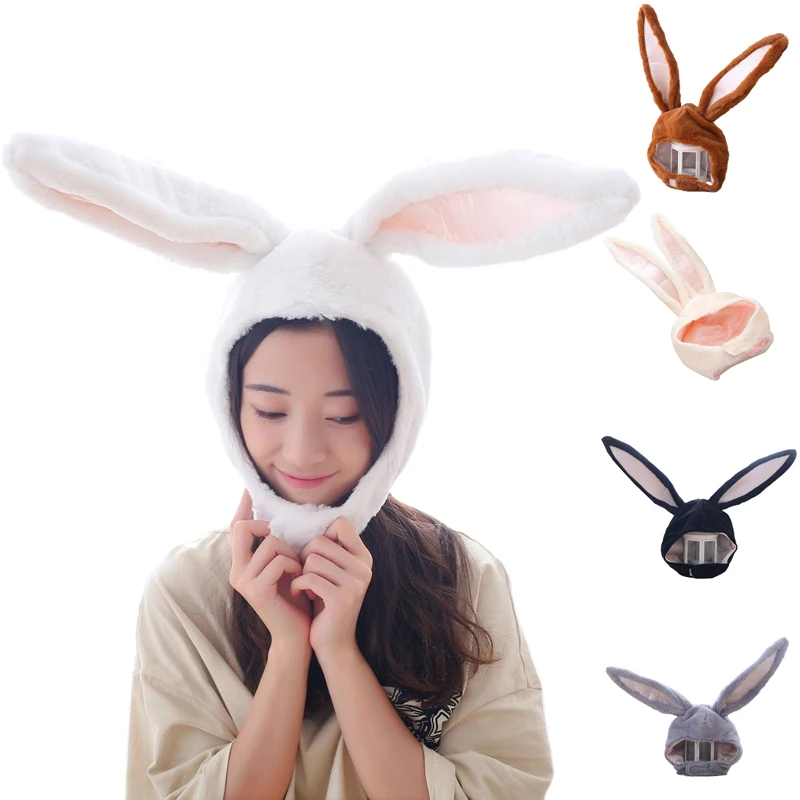 

Cute Plush Rabbit Bunny Ears Hat Earflap Cap Head Warmer Photo Supplies Hat With Earflaps White Black Bunny Hats For Girls Women