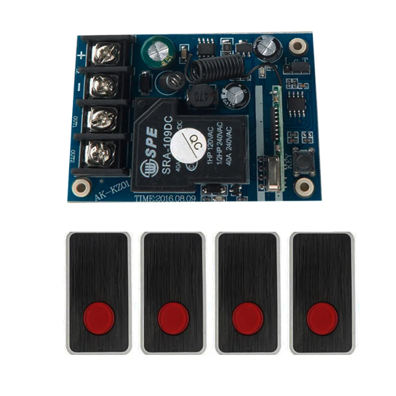 

DC12V 24V 36V 48V 10A 1CH RF Remote Control Switch System 4X Transmitter +1 X Receiver 1ch relay smart home z-wave 315/433 MHZ