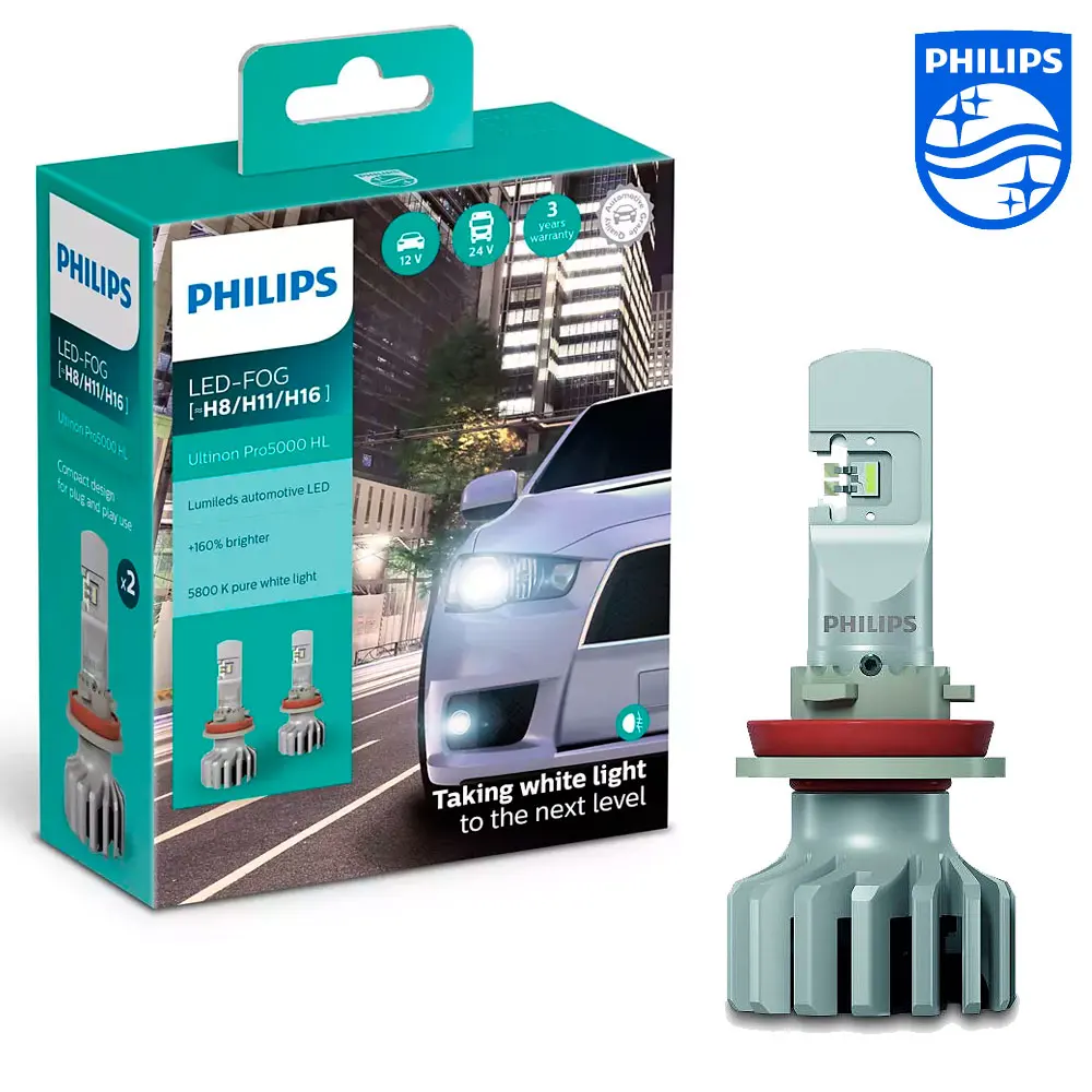 Фото Светодиодные автомобильные лампы Philips Ultinon Pro5000 LED-FOG H11 / H8 H16 (+160%) 5800K (2 шт.) 11366U50CWX2 |