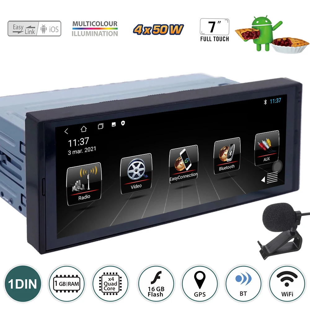 Универсальное автомобильное радио 1din автомобильный видеоплеер Android Wi-Fi Bluetooth GPS FM