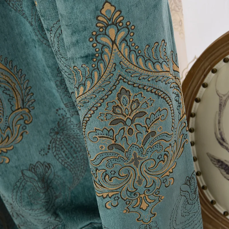 

European Style Curtains for Living Dining Room Bedroom Balcony Jacquard Chenille Fabric curtains Finished Product Customization