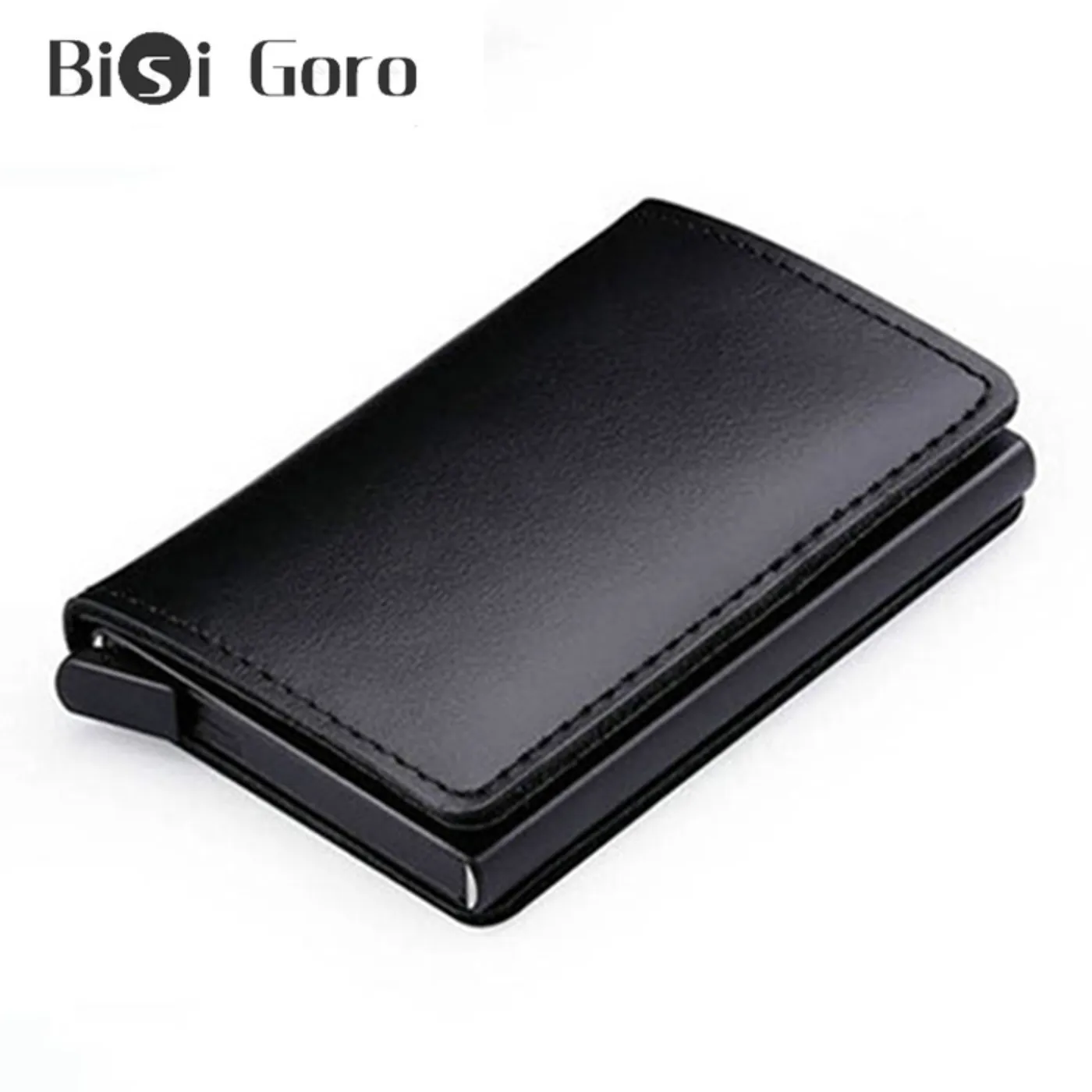 BISI GORO New Genuine Leather Wallet Slim Business Card Holder RFID Blocking...