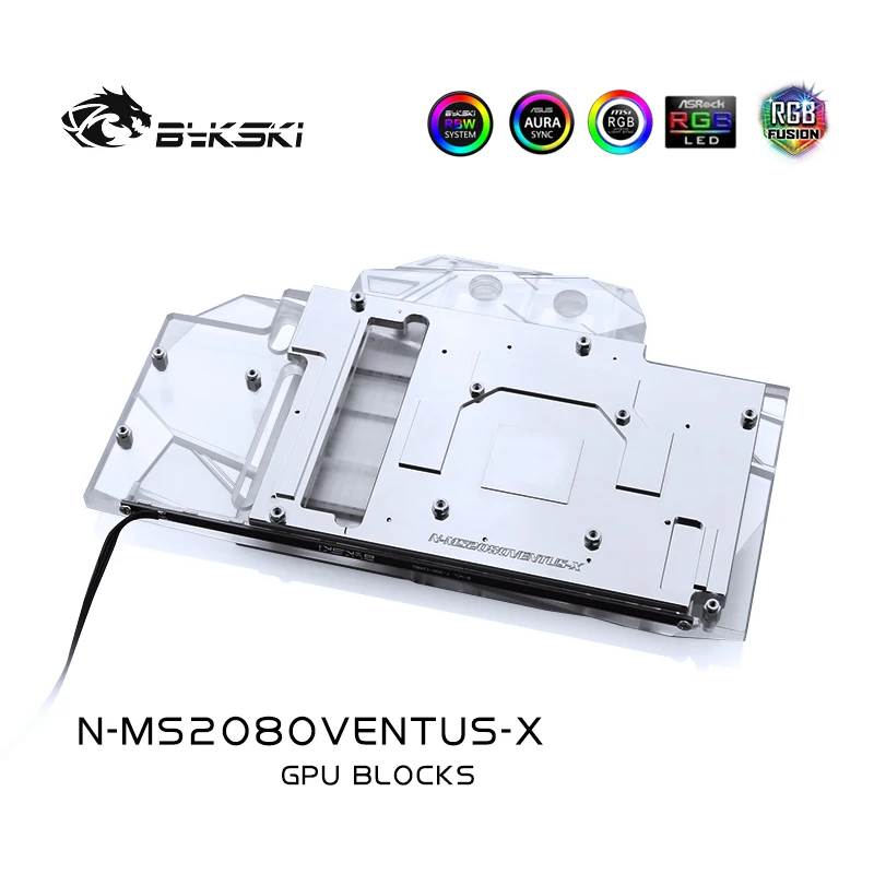 Bykski N-MS2080VENTUS-X полное покрытие видеокарты блок водяного охлаждения для MSI RTX2080 8G