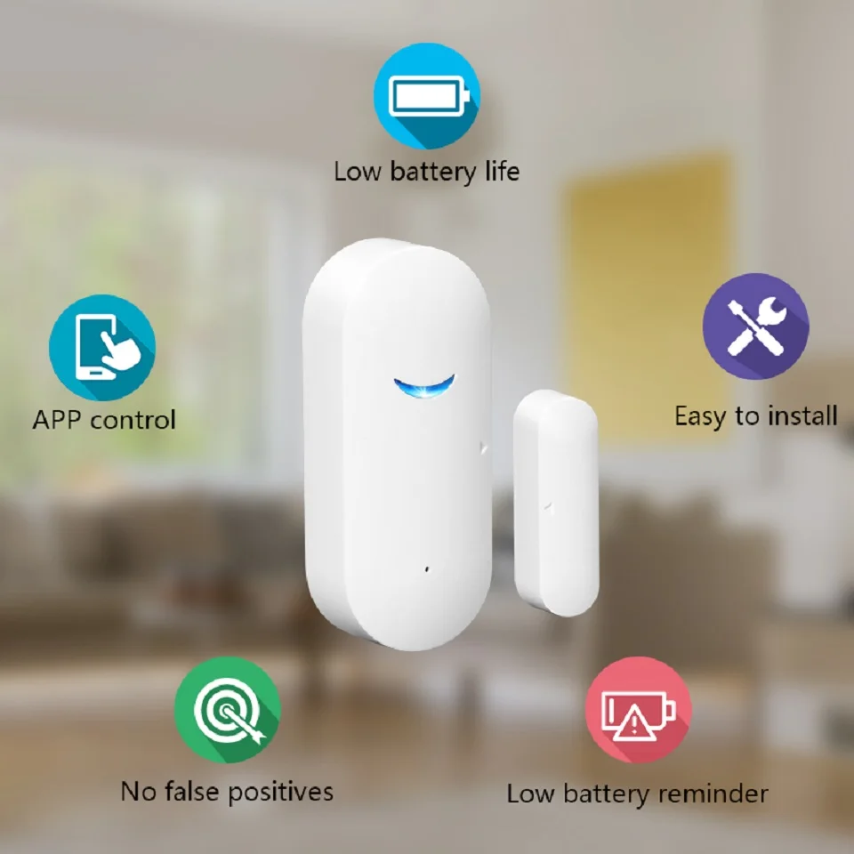 Door Alarm Sensor Wifi Tuya APP Smart Life Windows Detector Compatible With Alexa Google Home Security Alert |