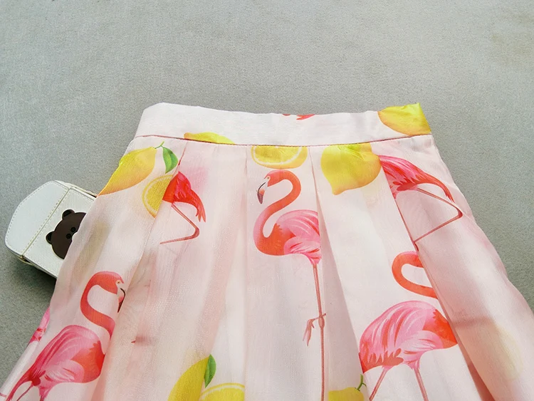 Милые юбки из органзы Женская летняя элегантная юбка с высокой талией и принтом