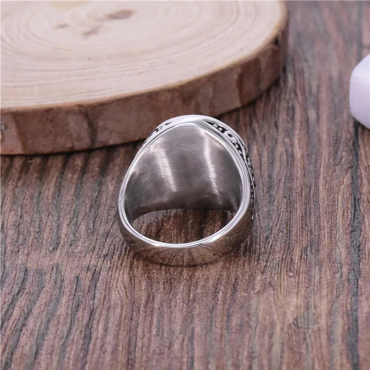 

Vintage Men Silver colour Stainless Steel Ring Northern Europe Navy Pirate Ring Titanium Steel Double Blade Ring Hip Hop Ring