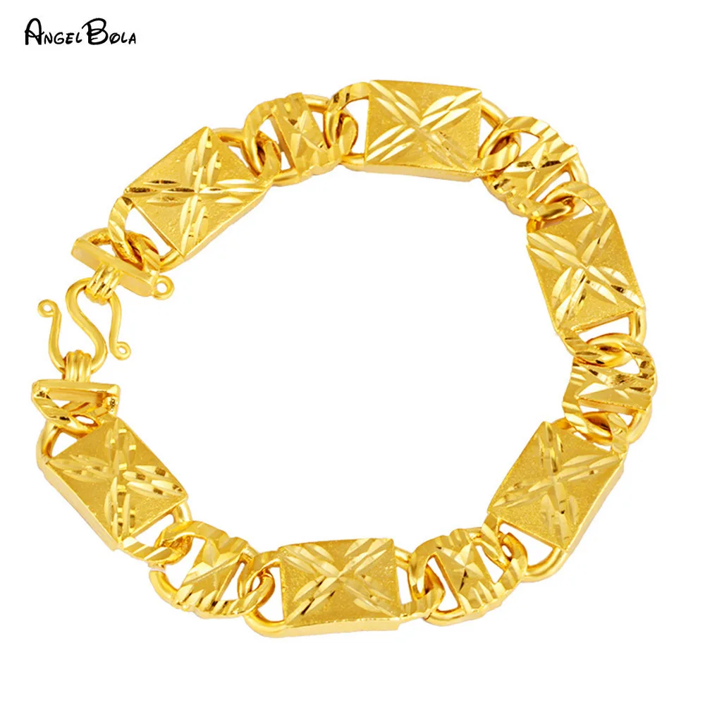 

Anti-fatigue Fashion Bracelet 18K Gold Jewelry Middle East Luxury Men's Bracelet 10MM Wide Version Atmospheric Bracelet