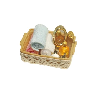 112 Dollhouse Miniature Accessories Mini Toiletries Set Simulation Mirror Towel Perfume Soap Model Toys Doll House Decoration