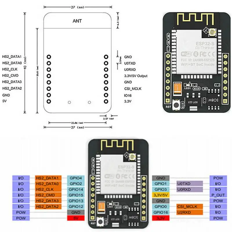 

ESP32-CAM ESP32 5V WIFI + Bluetooth Camera Module Development Board Camera Development Board