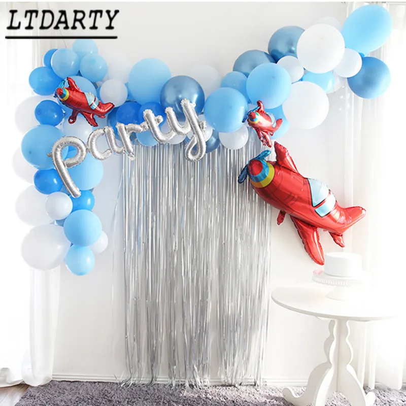 Гавайская Тема 12 &quotсиние белые облака воздушный шар с мальчиком самолёт игрушка