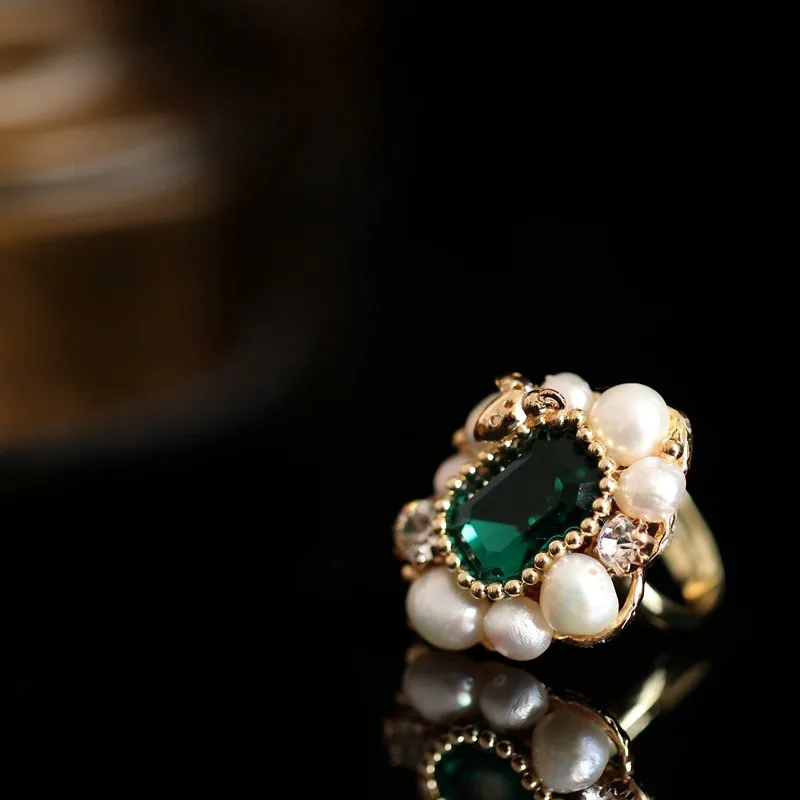 925 sterling silver rings handmade Natural stone opal pearl retro round female ring | Украшения и аксессуары