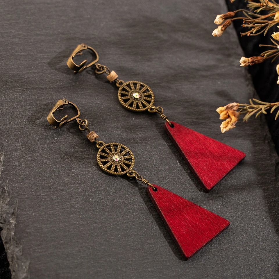 Винтажные длинные висячие Висячие серьги-капельки в богемном стиле из красного