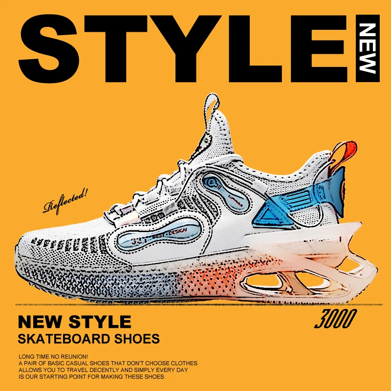 

2021 New Blade Sole Fashion Light Breathable Men's Sneakers Autumn High Elasticity Shock Absorption Man Sport Running Shoes